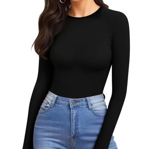 Wholesale Best Quality Women's Round <b>Neck</b> Long Sleeve <b>Bodysuit</b>, Slim FitTop In Unique Style - Product Image 3