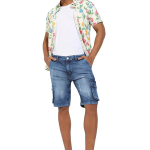 High Quality Summer Men's Denim Shorts Solid Gym Running Elastic Waist Breathable Casual Loose Fit OEM Service - Product Image 2