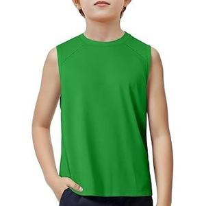 เสื้อกล้ามผู้ชายสีเขียวล้วน คอโอ ทรงลำลอง ผ้าถัก ระบายอากาศ แห้งเร็ว ผ้าไหมน้ำแข็ง เสื้อกล้ามออกกำลังกาย ผ้าฝ้าย เสื้อกล้ามวิ่ง - Product Image 6