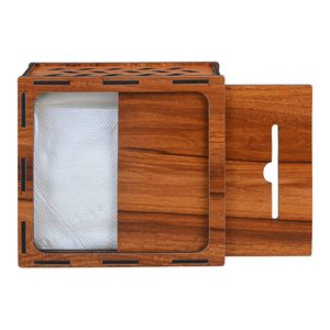 Lavie Creations – Boîte à mouchoirs moderne en bois de manguier, finition brune, faite à la main, support pour papier, pour mariage et fête, Uttar Pradesh LCa-379 - Product Image 5