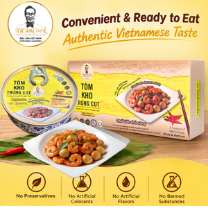 Crevettes braisées vietnamiennes prêtes à consommer avec œufs de caille 500g Halal OEM Marque privée RiCanCook Boîte de crevettes tigrées noires - Product Image 3