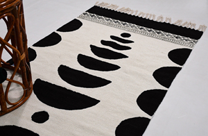 Hand Block Print Cotton Rug | Handmade Dhurrie Floor <b>Mat</b> | Wholesale Modern Eco-Friendly Non-Slip Flat Pile Rug | Living Room - Product Image 6
