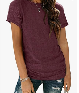 Camiseta Básica de Manga Corta para Mujer, 100% Algodón, Cuello Redondo, Antiarrugas, Secado Rápido, Informal, para Primavera, Verano y Uso Diario - Product Image 1