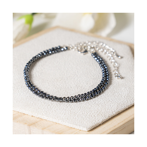 Tobillera de Cristal de Hematita Unisex de Excelente Calidad, Grado AAA, Diseño Clásico, Multicolor, Facetada, con Cuentas, Longitud Ajustable - Product Image 1