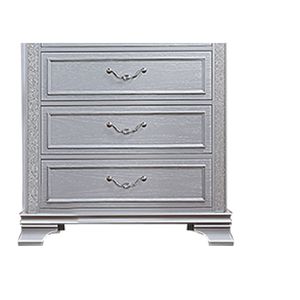 Cassettiera Contemporanea a 5 Cassetti con Finitura Grigio Eleganza, Pomelli e Maniglie in Cristallo per Camera da Letto, 1 Pezzo - Product Image 3