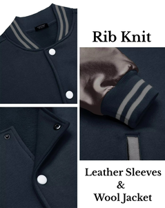 OEM Custom Embroidered Logo Varsity Bomber Jacket Comfortable Professional Design Leather Sleeves Jacket for <b>men</b> patchwork - Product Image 6