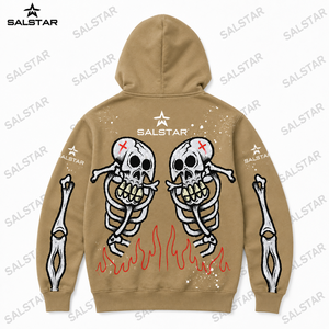 Men's <b>Gothic</b> Skeleton Graphic Khaki Hoodie <b>Jacket</b> Custom Printed Zip Up Hoodie Streetwear Casual Fashion Hooded <b>Jacket</b> - Product Image 4