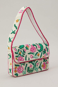 Bolso de Hombro Rectangular Hecho a Mano con Cuentas y Diseño Floral, Artesanía Textil, Bordado, Categoría Regalos y Manualidades - Product Image 2