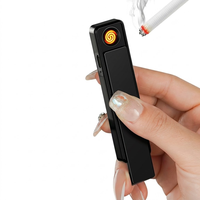 Briquet électrique USB rechargeable fin en métal, coupe-vent, sans flamme, portable, prix usine