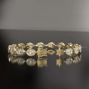 Customized Round Shape Lab Grown Diamond Tennis <b>Bracelet</b> Bezel Setting 18K White Gold Diamond <b>Bracelet</b> for Both Men and Women - Product Image 2