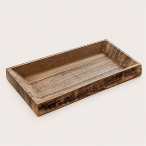 Plateau de service rectangulaire artisanal en bois de manguier, écologique, rustique et décoratif, pour table basse, cuisine et décoration intérieure - Product Image 1
