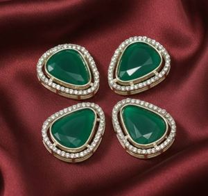 Conectores Separadores Geométricos Ovalados Dorados de 2 Piezas, 40x22mm, Cristal, Chapado en Oro de 18K, Kundan Meenakari, para Fabricación de Collares y Pendientes, Venta al por Mayor - Product Image 2