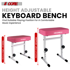5 Core Keyboard Bench 3" Padded Cushioned Piano <b>Stool</b> Height Adjustable Guitar Seat <b>Folding</b> Portable - Product Image 2