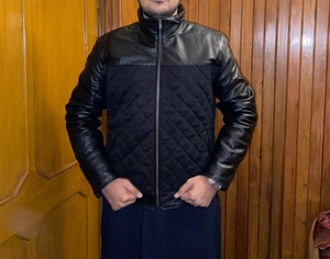 Chaqueta de Invierno Acolchada de Poliéster y Cuero para Hombre, con Cierre, Cuello Alto, Resistente al Viento e Impermeable - Product Image 1