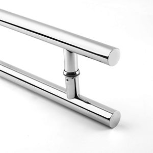 24-Inch Modern <b>Round</b> <b>Bar</b> Ladder Brushed Stainless <b>Steel</b> Sliding Barn Door Handle for 8-12mm Glass & 40-45mm Wood Door - Product Image 2