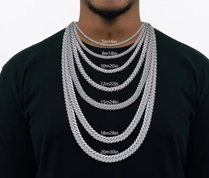 Aniva Cadena Cubana de Oro Blanco de 10K con Moissanita de Corte Brillante Redondo, Certificación IGI, 6MM-16MM, 14-30 Pulgadas, Estilo Hip Hop Iced Out para Hombre - Product Image 5