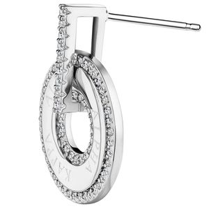 Boucles d'oreilles pendantes en cristal argenté avec un design géométrique double rond, bijoux de mode féminins élégants et scintillants - Product Image 2