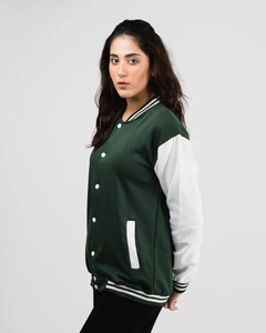 Veste universitaire marron et crème pour femme, manches longues, boutonnée, design contrasté, pour l'automne - Product Image 5