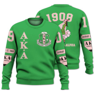 Sudadera de Forro Polar con Cuello Redondo Alpha para Hombre, Bordada en Verde, Ropa Casual de Invierno, Estilo Universitario - Product Image 1