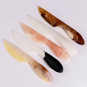 Handmade Eco-Friendly Durable Right-Handed Dishwasher Microwave Safe Home Kitchen Resin <b>Cheese</b> <b>Knife</b> <b>Set</b> Marble Texture Aqua - Product Image 2