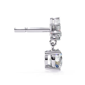 Pendientes de Lujo con Moissanita Baguette Sunburst, Corte Redondo de 4.5mm, Color D, VVS, Pendientes Colgantes de Moissanita, Joyería Fina - Product Image 5