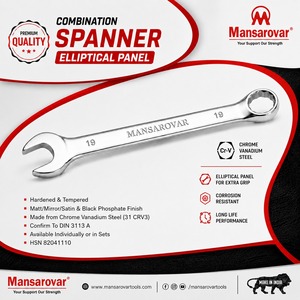 Llave Combinada Mansarovar de Acero al Cromo Vanadio, Grado Industrial, Acabado Espejo Elíptico, Acabado Mate, Acabado Satinado - Product Image 3