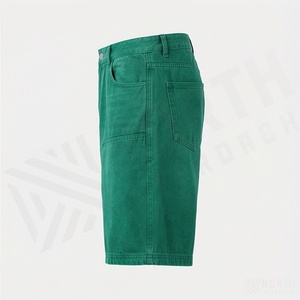 กางเกงยีนส์ขาสั้นผู้ชายแบบฟอกกรด แต่งผ้าปะติด ตะเข็บสีสดใส ทรงหลวม ขากว้าง สไตล์วินเทจ ลำลอง แฟชั่น - Product Image 3