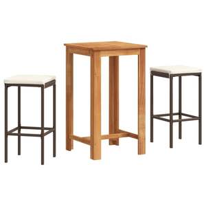 Conjunto de bar para jardín en marrón y blanco crema - Product Image 2