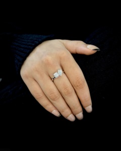 Toi et Moi ลูกแพร์และกลมตัดในห้องปฏิบัติการเติบโตแหวนเพชรทอง10K ขายส่ง - Product Image 5