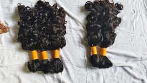 Indian Curly Texture Remy Machine Double Weft 100 Grams Unprocessed Cuticle Aligned Raw Temple Human Hair Perm Ready - Product Image 2