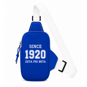 Sac banane personnalisé Zeta Phi Beta Sorority avec logo brodé sur le devant, fermeture éclair bleue et blanche, usage quotidien décontracté pour femme - Product Image 4