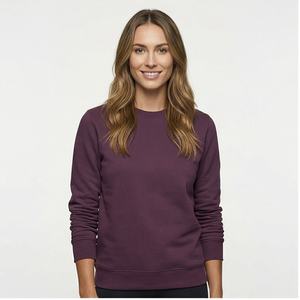 Sudadera de cuello redondo de gran tamaño de manga larga con logotipo personalizado para mujer, venta al por mayor, sudadera con hombros caídos, sudadera de algodón para mujer - Product Image 1