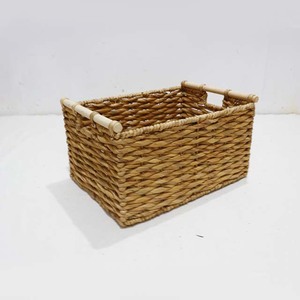 Artex Dong Thap Water Hyacinth Storage <b>Basket</b> Organizer Bin with Wooden Handles for Home Closet <b>Shelf</b> - Product Image 3