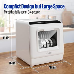 Lave-vaisselle portable mini avec réservoir d'eau intégré de 5 L, 6 programmes de lavage et tuyau d'arrivée d'eau - Product Image 5