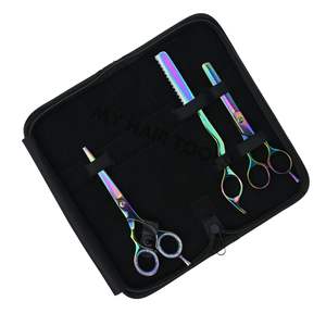 Kit de Inicio para Barbería con Tijeras de Corte de Pelo de Acero Inoxidable y Tijeras de Entresacar, Set de Navajas de Peluquería, Herramientas para Extensiones de Cabello - Product Image 1