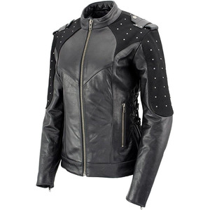 Chaqueta de Motociclista Clásica de Cuero y Textil para Mujer SAMROZ SPORTS - Uso Durante Todo el Año - Product Image 4