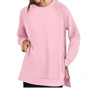 Service OEM Sweat-shirt uni rose à prix avantageux, vente chaude, 100% haute qualité, coupe oversize, molleton épais - Product Image 1