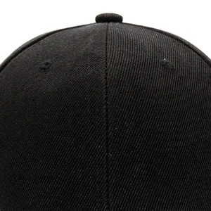 Black 6-Panel Baseball <b>Cap</b> Cotton Twill Adjustable Fitted Unisex Casual <b>Hat</b> Solid Color Four Seasons Adult Wear - Product Image 5