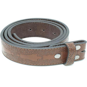 Sangle de ceinture d'outillage en cuir occidental gaufré floral sculpté à la main entièrement cousue sur mesure avec bouton-pression interchangeable pour boucle - Product Image 3