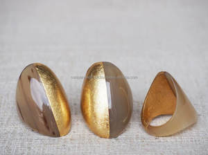 แหวนเขาควายธรรมชาติคุณภาพดีที่สุดของงานหัตถกรรม saniya แหวนขัดมันแบบหนาๆสำหรับเป็นของที่ระลึกหรือของขวัญความรัก - Product Image 6