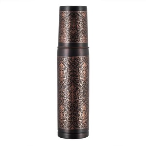 Antique Etching <b>Vintage</b> Copper Eco-Friendly Customizable Design High Quality Water <b>Bottle</b> Matching Cup Portable Travel Office - Product Image 3