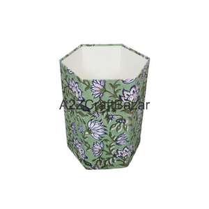 Cubo de basura de gran capacidad hecho a mano con estampado floral, cubo de basura de papel para oficina, cubo de basura de cartón - Product Image 3