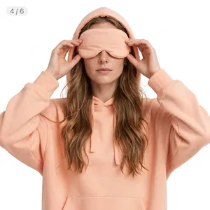 Sudadera con Capucha para Mujer, Color Durazno, de Algodón, Informal, para Invierno, con Bolsillo Canguro y Logotipo Frontal - Product Image 1