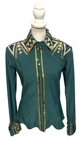 Tela de tafetán elástica hecha a mano Cowgirl Western Show Shirt para ropa ecuestre y equitación - Product Image 5