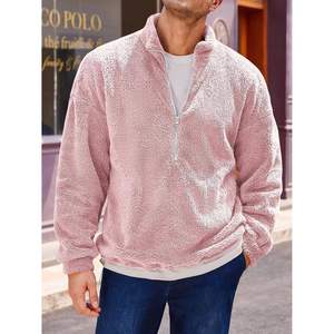 2025 hommes Anti-rides floue Sherpa sweat à manches longues quart fermeture éclair pull hiver automne polaire vêtements d'extérieur XL 3D broderie - Product Image 4
