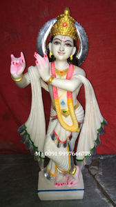 ยืนกฤษณะบน Kaliya ขนมขบเคี้ยวหัวขัดรูปปั้นหินอ่อนสีขาวสำหรับบูชาและตกแต่งบ้านด้วยการตกแต่งที่ดี - Product Image 2