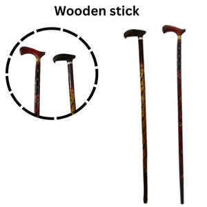Traditional Wooden Cane with Red Handle and Decorative Pattern Durable Walking Stick for Homecare Use - Product Image 3