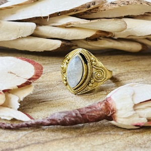 Market Favorite Top Choice Brass <b>Ring</b> Moonstone 18k Gold Plated <b>Statement</b> <b>Ring</b> Vintage Tribal Style Spiral Wholesale Womens <b>Ring</b> - Product Image 5