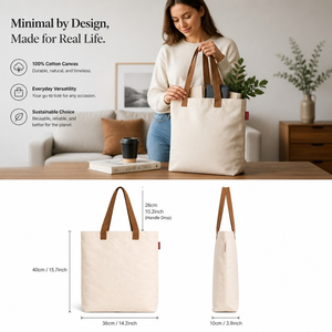 EcoDari Canvas Tote <b>Bag</b> Letter Pattern Custom Printed Cotton Leather Strap Wedding <b>Gift</b> Favor Large Beige Women Functional - Product Image 3