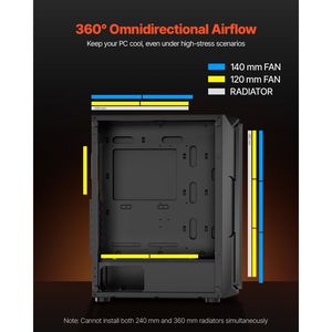 Case PC Gaming Mid Tower ad Alto Flusso d'Aria con 4 Ventole ARGB da 120 mm, Gestione Cavi Semplificata, Filtro Antipolvere, Pannello in Vetro Temperato, Formato Mini-ITX - Product Image 3